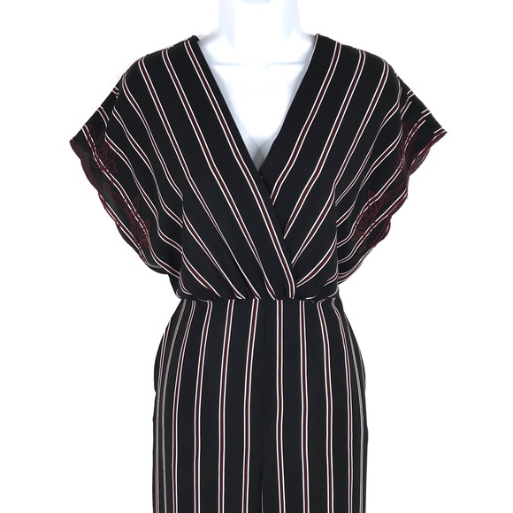 LUSH Dark Blue Red Vertical Line Striped Jumpsuit - Picture 2 of 5